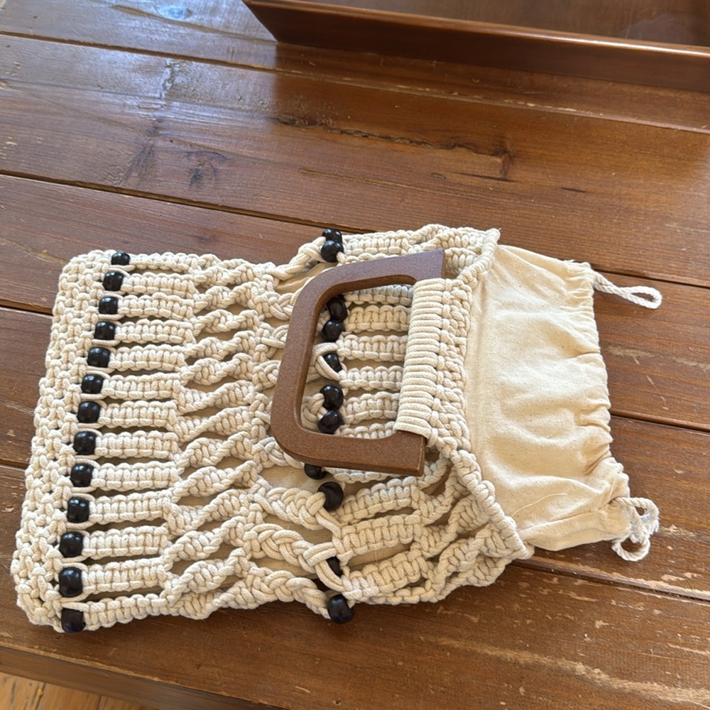 Straw Studios Crochet Macrame Handbag - Picture 5 of 7